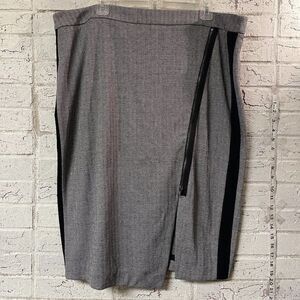 Worthington Black White Herringbone Asymetrical PLus Size Skirt 18W